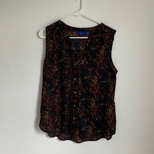 Black with multicolored pattern tank